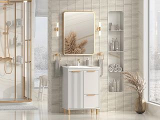 Напольная тумба под раковину Brevita Risacca Crema 60 УТ000025678 Серая матовая