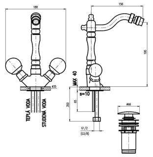 Смеситель для биде Rav Slezak Brilliance BRILLIANCE121.5/9 хром