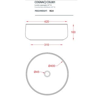 Раковина ArtCeram Cognac COL001 65 00 pale blue 42 см