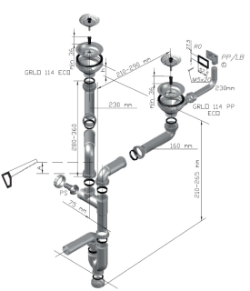 Двойной Сифон Alveus 1130557 FI 114 c переливом ECO Alveus NEW