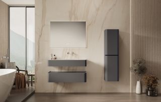 База под раковину Vincea Caprice 1000 подвесная, 1 выкатной ящик soft-close, серый матовый