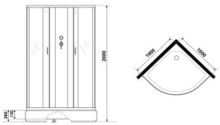 Душевая кабина Niagara NG-3502-14BK 100x100см серебро/тонированное