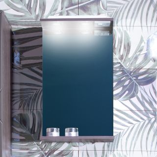 Зеркало с подсветкой Бриклаер Кристалл 4627125414480 40 см ясень анкор темный