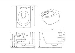 Унитаз подвесной безободковый (торнадо) Villeroy Boch DQ Rhein.Bach 500*360*350мм, сиденье микролифт, белый (DT1476516)