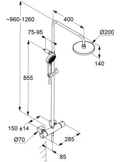 Душевая стойка Kludi Dive 6807939-00 с термостатом чёрный матовый