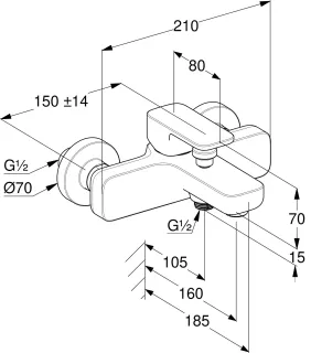 Смеситель для ванны Kludi Renon 42691N075 брашированное золото