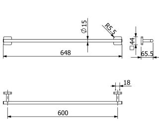 Полотенцедержатель Kludi Vela S 2597939 60 см чёрный матовый