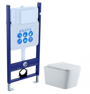 Комплект SET AQUATEK ЛИБРА N-14: рама Aquatek Standard INS-0000014 унитаз Либра New AQ0530N-00 с тонким сиденьем soft-close