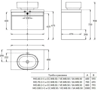 Тумба под раковину Kerama Marazzi Modula MO.60.1+1\WHT 60 см белый