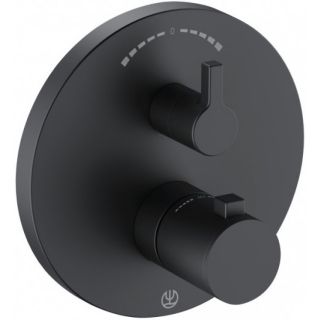 Встраиваемый смеситель для ванны и душа Kludi Nova Fonte Puristic с термостатом чёрный матовый 208303915