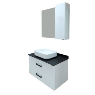 Comforty Тумба-умывальник "Амстердам-95" белая с черной столешницей, с раковиной Comforty T-Y9378