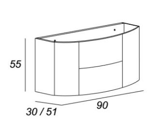 База под раковину Cezares с двумя выдвижными ящиками и с двумя распашными дверками 55073 Rovere Tabacco, 91x51x55