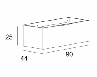 Тумба подвесная Cezares под раковину с выдвижным ящиком, 55424 Plisse Grigio nuvola, 90x44x25