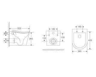 Унитаз подвесной безободковый (торнадо) DQ M?nchen 520*360*360мм, сиденье микролифт, белый (DT1566516)