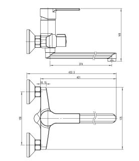 Смеситель для ванны с длинным поворотным изливом RUSH MADEIRA (MA3245-51)