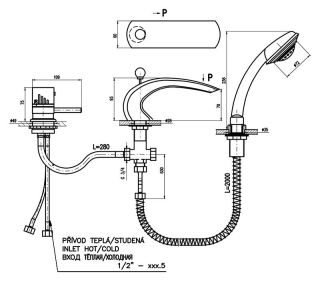 Смеситель на борт ванны Rav Slezak Dunaj DT272.5S хром