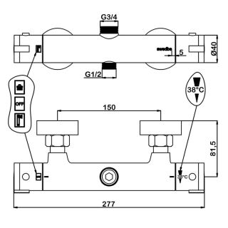 Душевая стойка Swedbe Hermes 9091 с термостатическим смесителем для душа хром