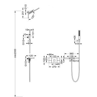 Душевой комплект Vincea Futura VSFW-2F110TMB с термостатом без верхнего душа чёрный матовый