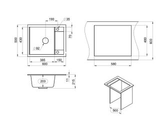 Мойка кухонная Granula 6002, ШВАРЦ