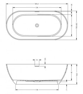 Ванна из искусственного камня Riho Bilbao B118001080 170x80см антрацит