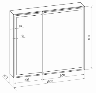 Зеркало-шкаф с подсветкой Continent Mirror Box Black МВК051 100см чёрный