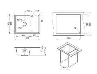 Мойка кухонная Granula 6503, ПЕСОК