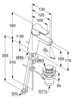 Смеситель для раковины Kludi Pure&Easy XL белый 372909165