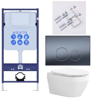 Комплект SET AQUATEK ЛЕЯ Т-035 4в1 унитаз с инсталляцией, кнопкой и сиденьем