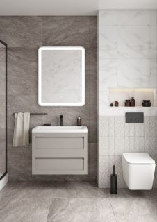 Подвесная тумба под раковину Art&Max Platino 58см светло-серый матовый AM-Platino-580-2C-SO-GCM