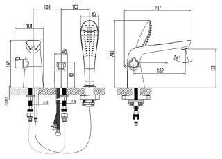 Смеситель на борт ванны Lemark Melange LM4947CW хром\белый
