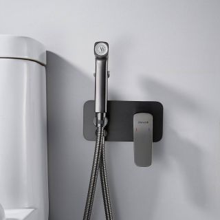 Гигиенический душ со смесителем Shevanik S9905T оружейная сталь