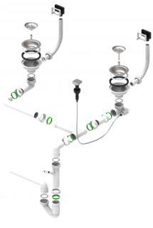 Двойной сифон Alveus 1127258 114-PP-114-POPUP 1127258, QUADRIХ, LUNO, WAVE, VARIANT