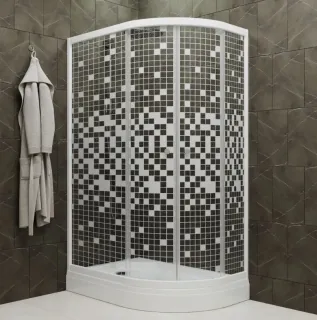 Душевой уголок Triton Коралл Щ0000043489 левый 120x80 см профиль белый стекло мозаика