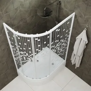 Душевой уголок Triton Коралл Щ0000038529 правый 120x80 см профиль белый стекло мозаика