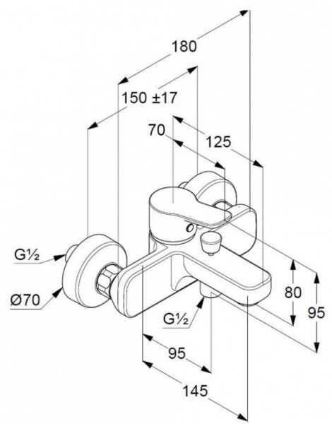 Душевой комплект Kludi Pure&Easy 3в1 376850565 хром