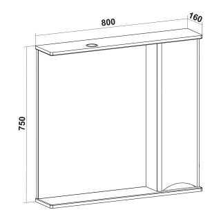 Зеркальный шкаф Runo правый Афина 80 (00-00001172)