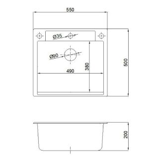 Мойка кухонная Reflexion Cubi 55-CL RX1555CL уголь