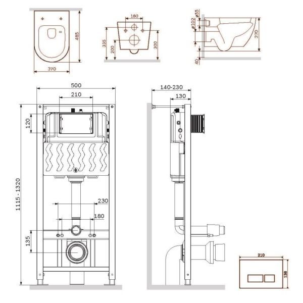 Унитаз с инсталляцией AM.PM Like IS47038.801900 черный