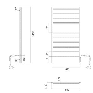 Полотенцесушитель электрический Domoterm Куба DMT П10 500x1000 EK R белый