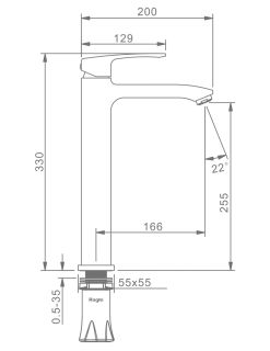 Высокий смеситель для раковины Raglo R01.15.09 графит
