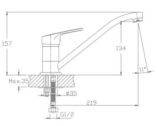 Смеситель для кухни Haiba HB4816 хром
