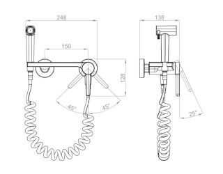 Гигиенический душ со смесителем DQ Bayern DA1504545 чёрный