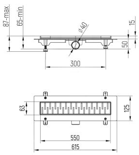 Душевой лоток Paini Medium CH550M 55см хром глянец