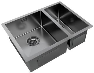 Мойка кухонная Paulmark Gerberg PM225944-GML левая воронёная сталь