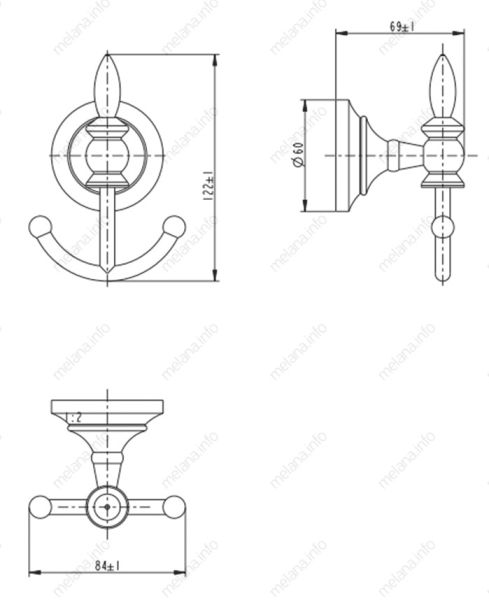Крючок двойной Melana MLN-820008 хром/золото