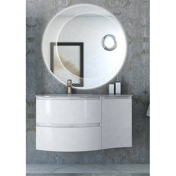 Шкафчик под раковину, левосторонний Cezares 34x55 Bianco lucido Vague 44228