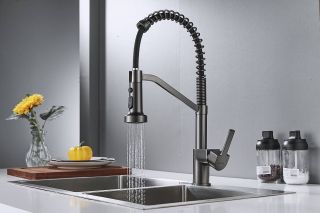 Смеситель для кухни Shevanik S963T оружейная сталь