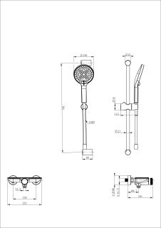 Смеситель для душа с гарнитуром Wonzon & Woghand ClickPlate WW-B2052-A-MW с термостатом белый матовый