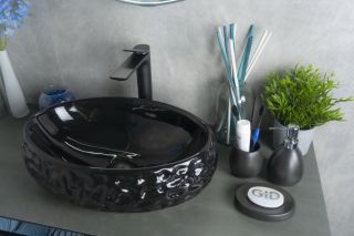 Раковина Gid 9030bf 52232 накладная черная глянцевая 48x34x15