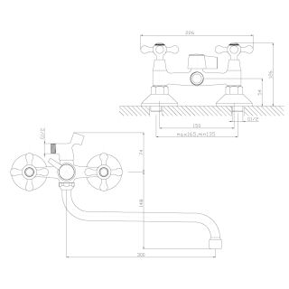 Смеситель для ванны Decoroom с ручным душем хром DR49045